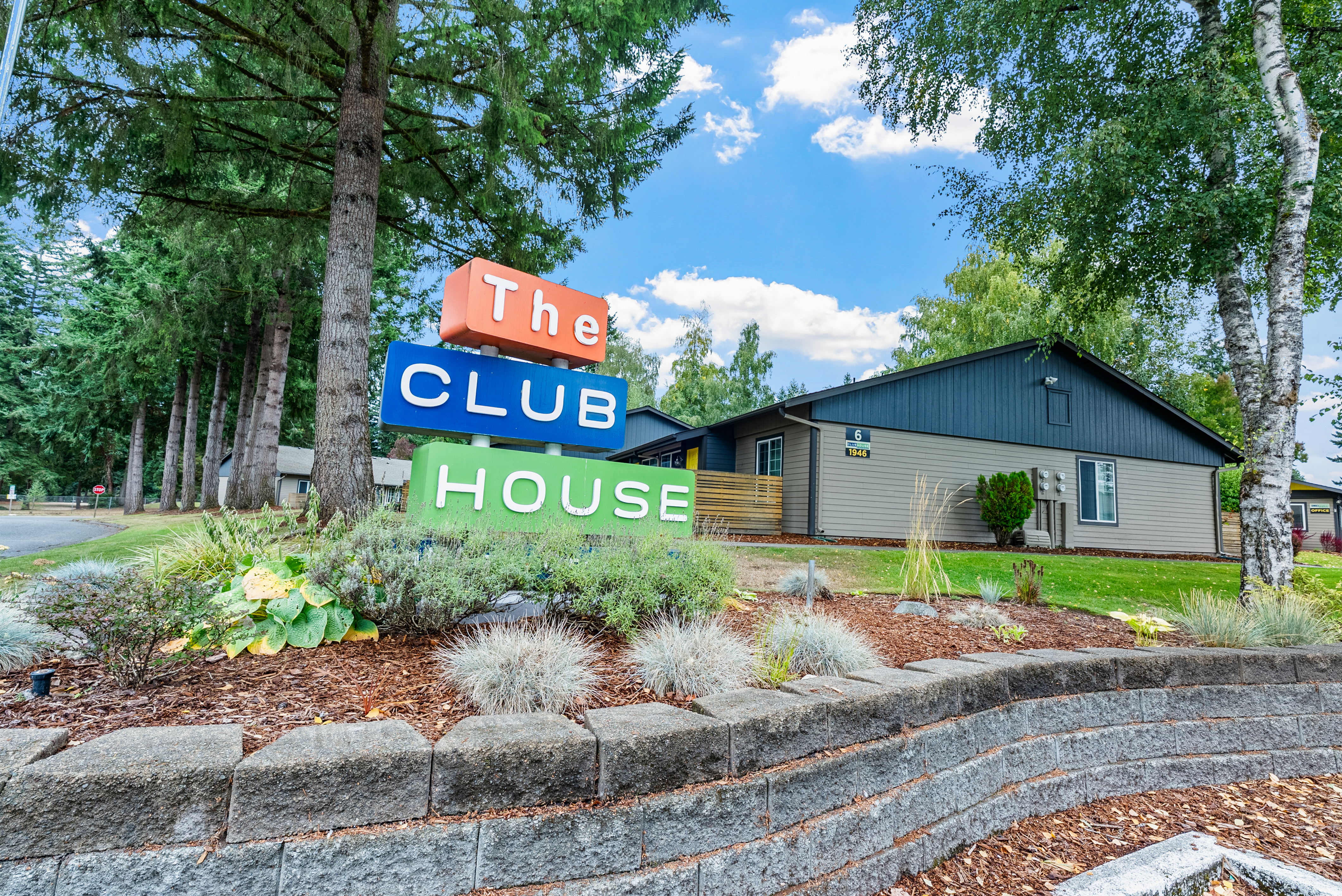Portland apartment community clubhouse exterior photography