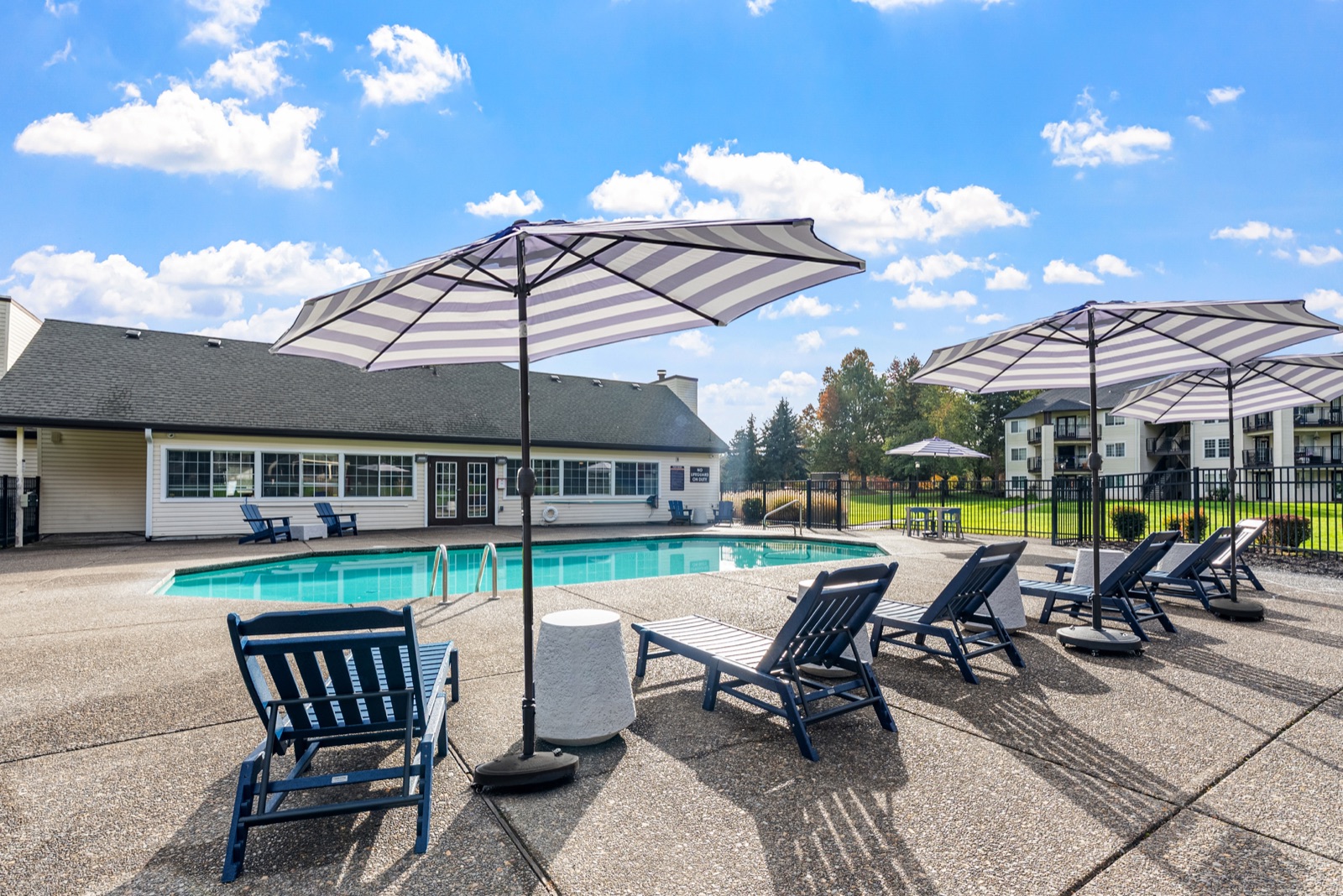 Apartment community photography Portland Oregon — pool and clubhouse