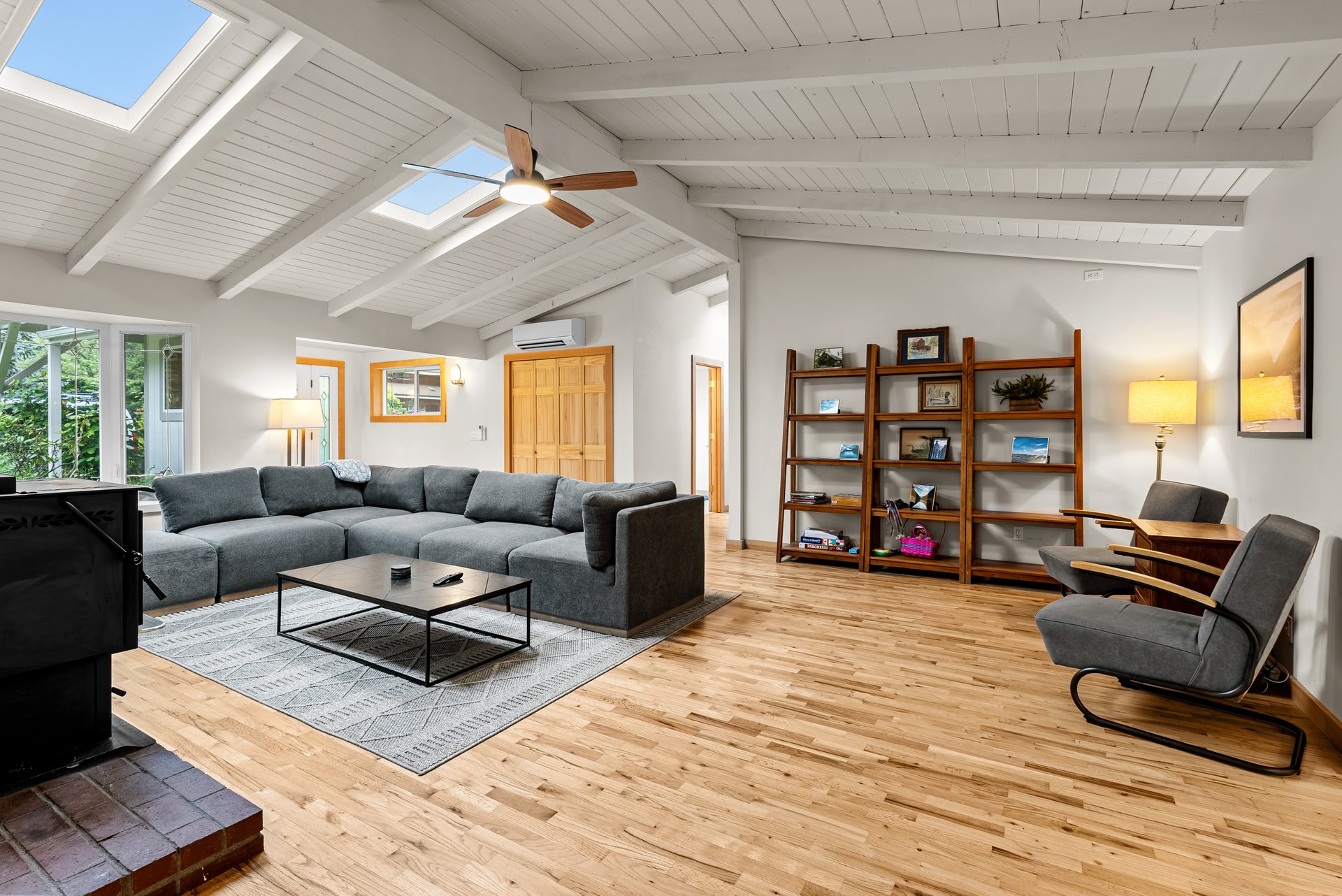Portland real estate photography vaulted living room skylights