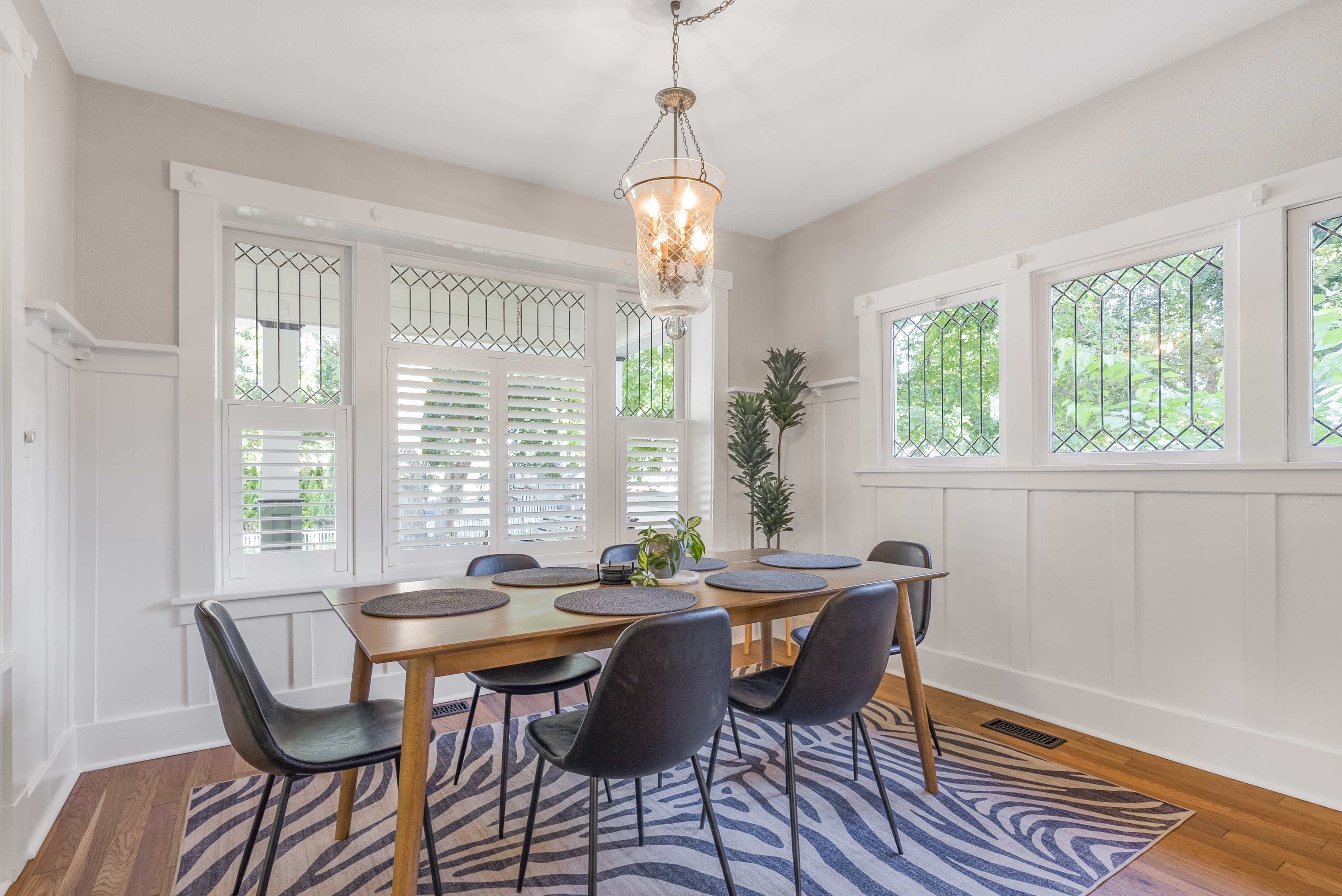 Portland real estate dining room leaded glass interior photography
