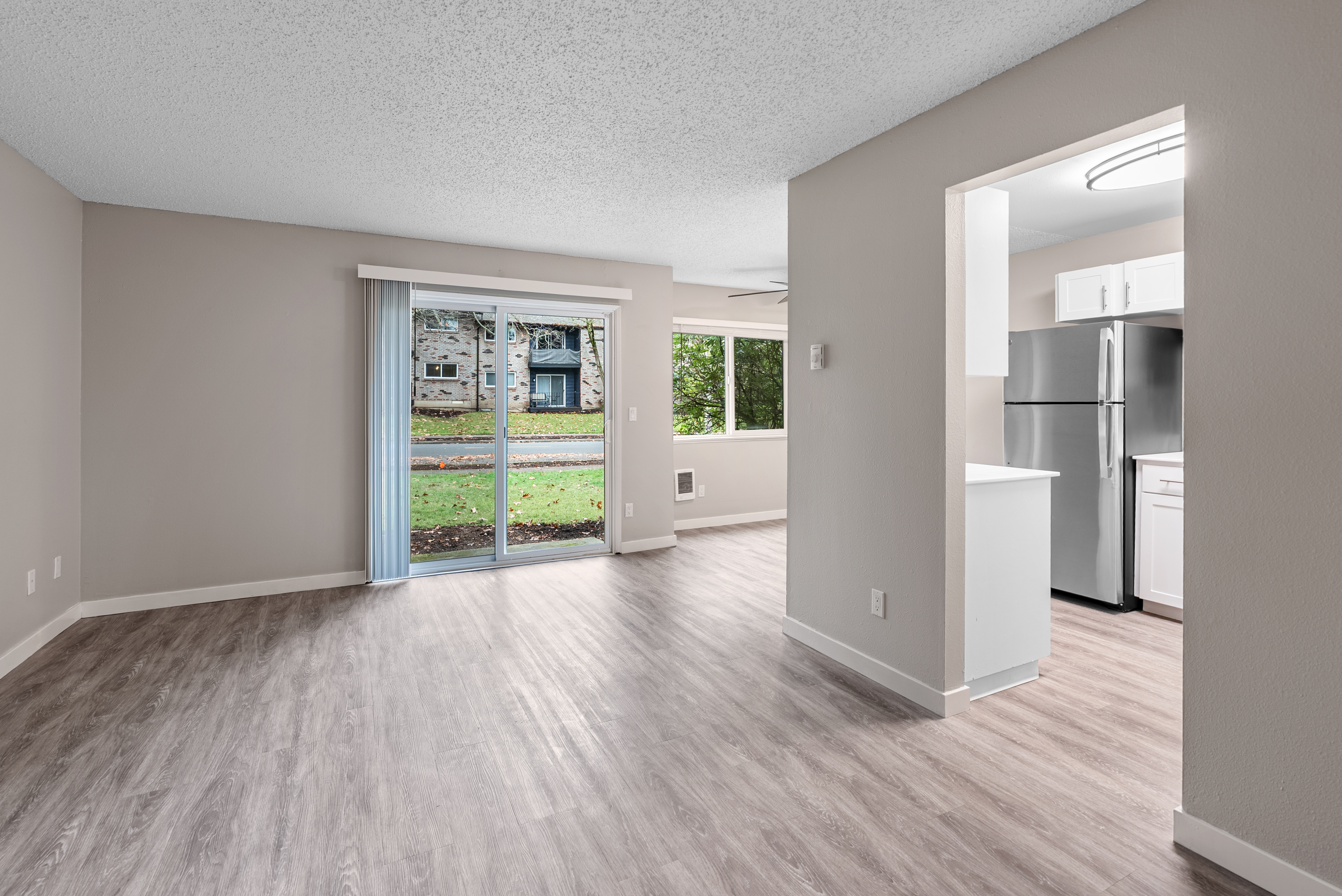Portland apartment kitchen white cabinets interior photography